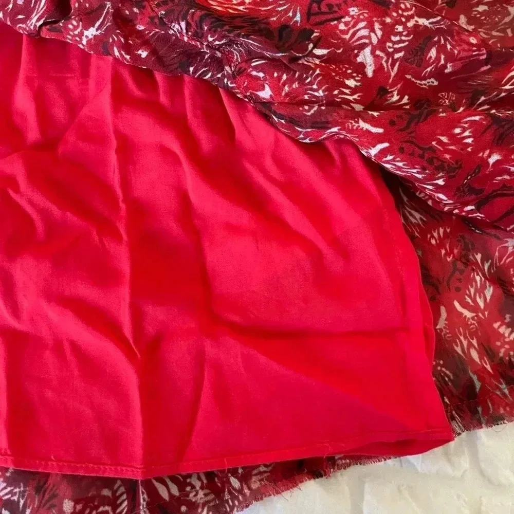 IRO Darling red printed  ruffle mini dress - Picture 11 of 12